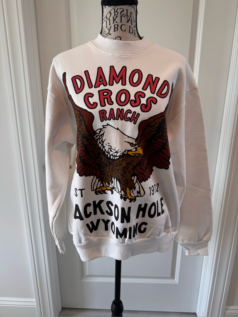 Diamond Cross Ranch Crew Sweatshirt Unisex Jackson Hole Cowboy Eagle Size S